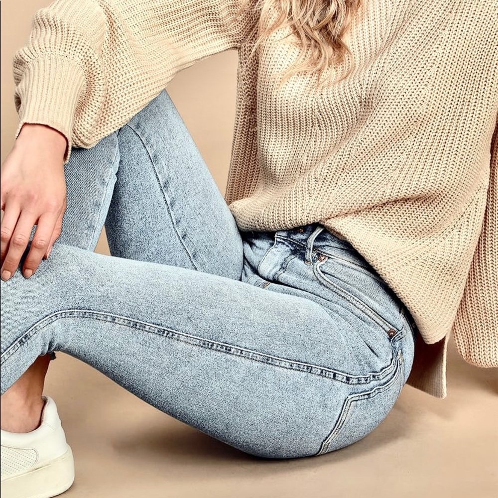 HP⭐️FREE PEOPLE Raw High-Rise Jeggings NWT 27 Acid - Picture 3 of 16